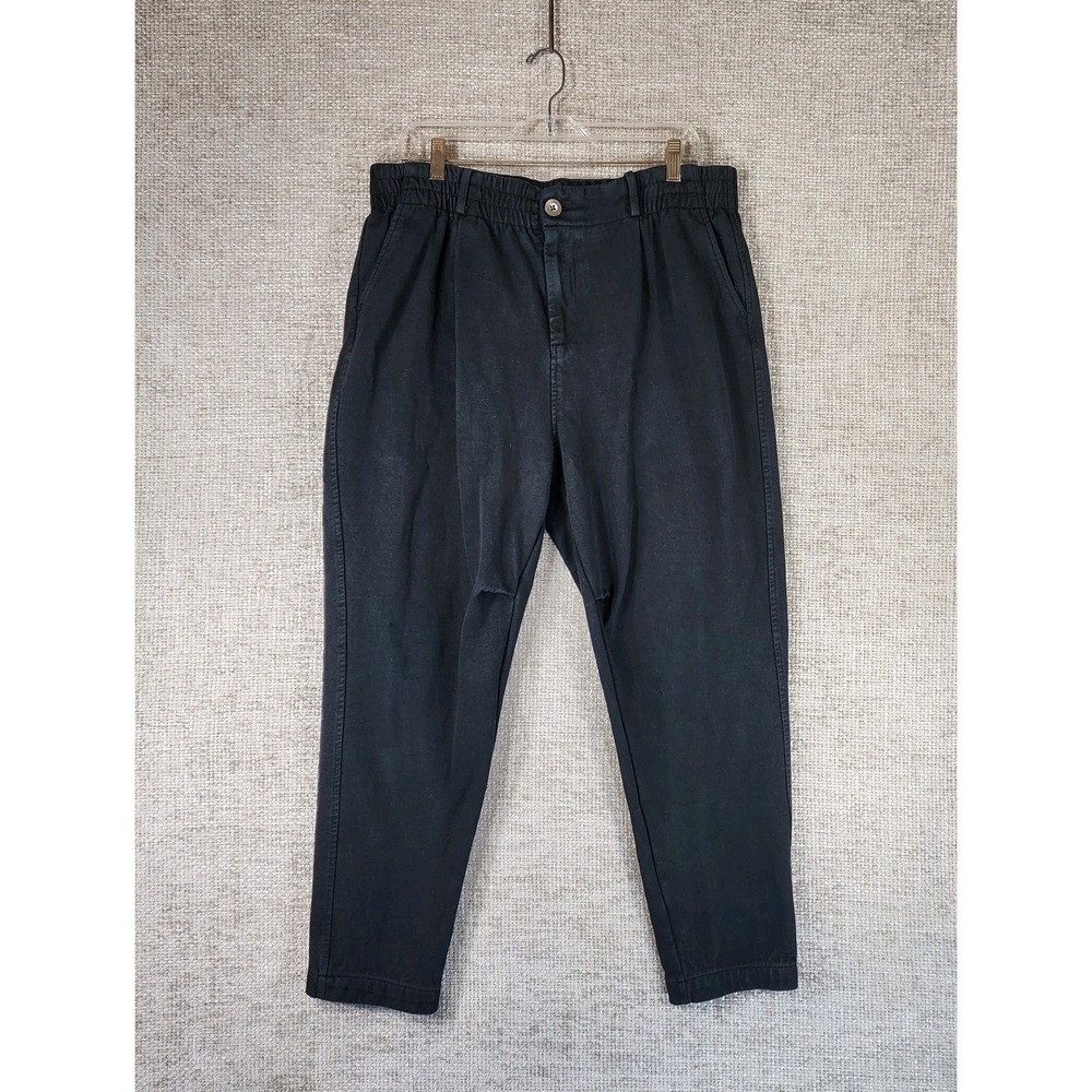 Young LA 620 Cafe Trousers Mens 36L Heavy Black Sweat Pants Tapered 33x27 *Flaw